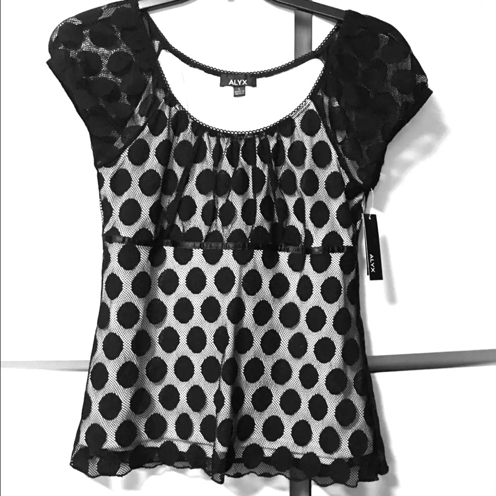 ADORABLE black polka dot shirt